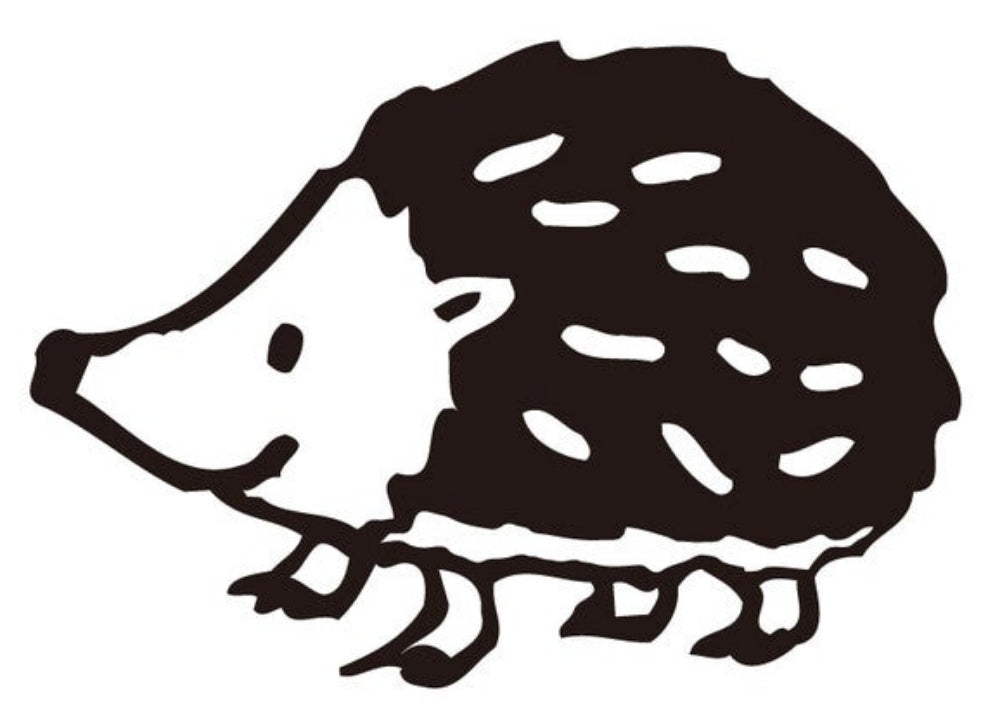 Set of rubber stamps with hedgehog on a white background