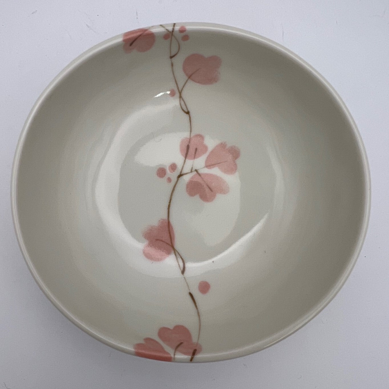Mino Ware Side Dish Bowl - Pastel Pink Ivy Design