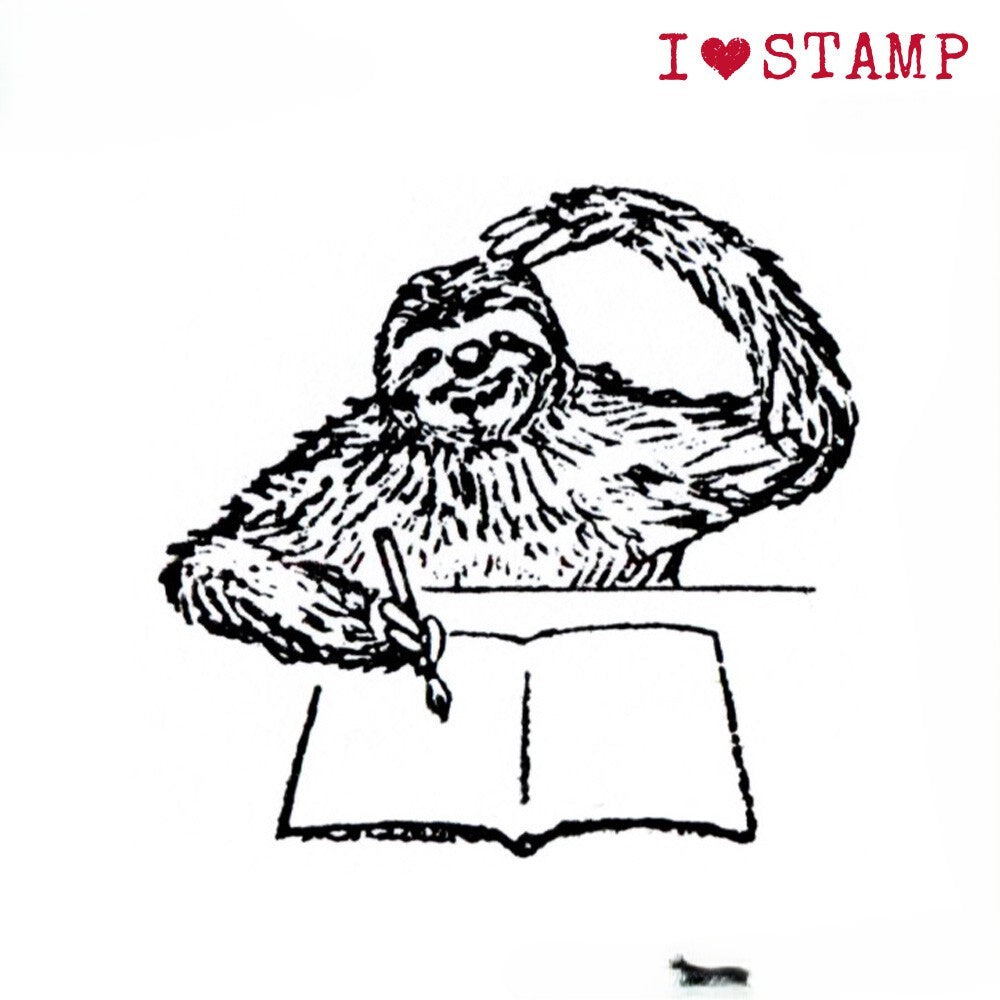Journaling Sloth Rubber Stamp