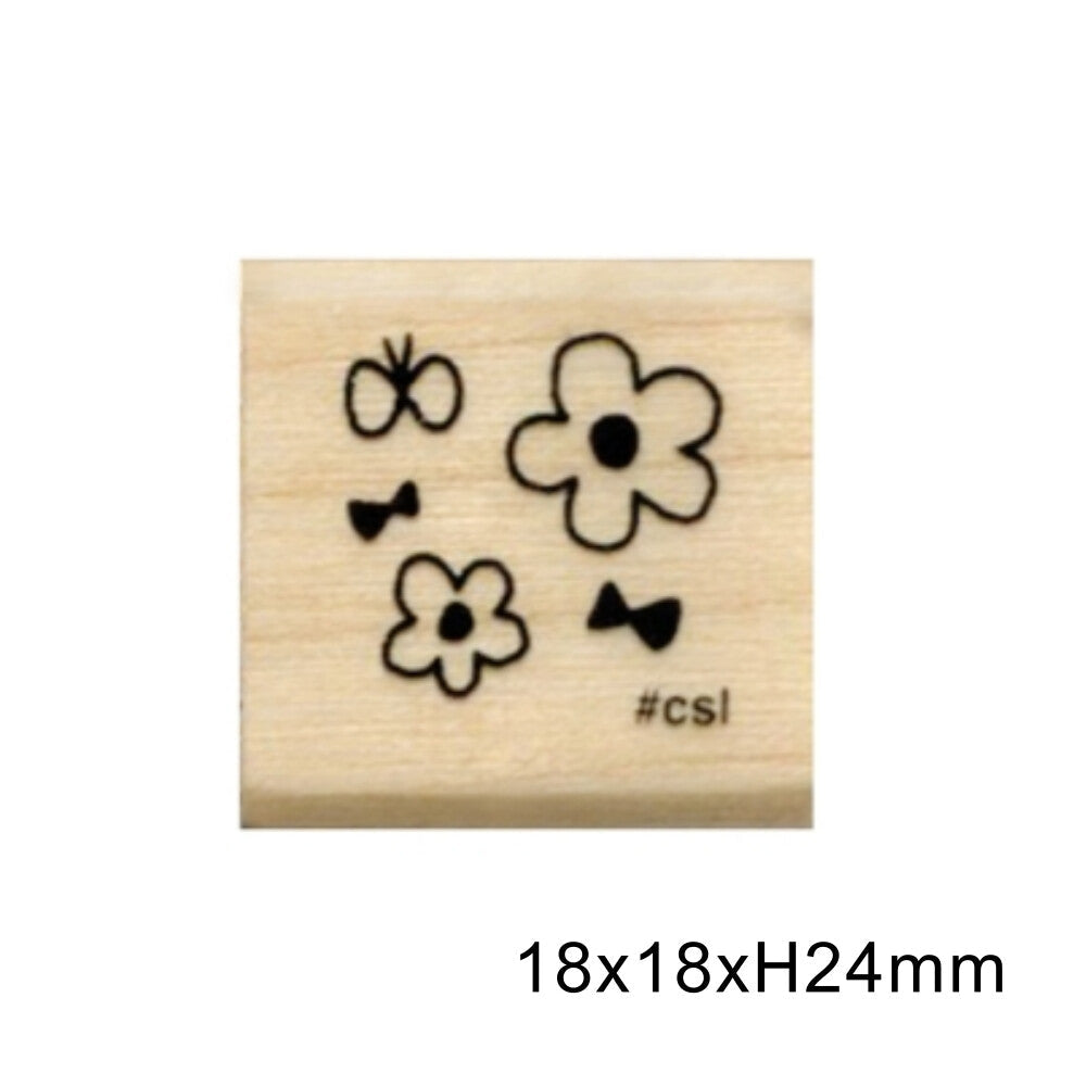 Flowers and Butterfly Mini Rubber Stamp