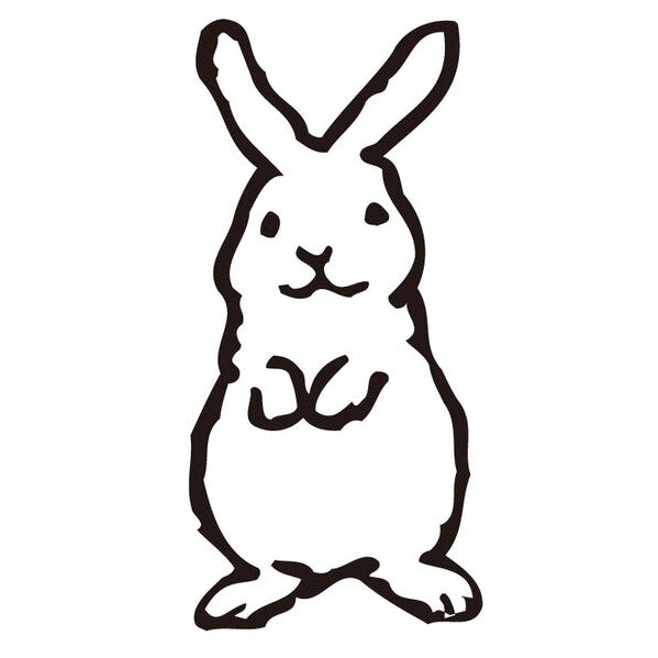 Rubber stamp with rabbit design on a white background