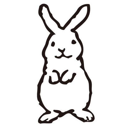 Rubber stamp with rabbit design on a white background