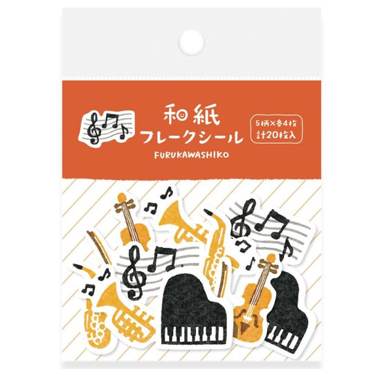 Packaged product with musical instrument designs and Furukawashiko branding on a white background.