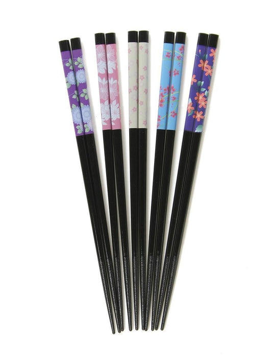 Japanese Lacquerware Chopsticks – 5 Assorted Patterns | Dishwasher Safe
