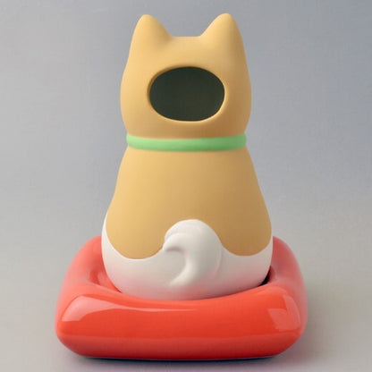 Ceramic Shiba Dog Figurine Humidifier — Passive Evaporation, No Electricity