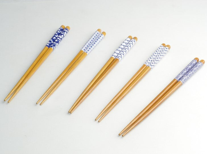 Moso Bamboo Chopsticks | 5-Pattern Set — Non-Slip, Dishwasher-Safe | Made in Japan