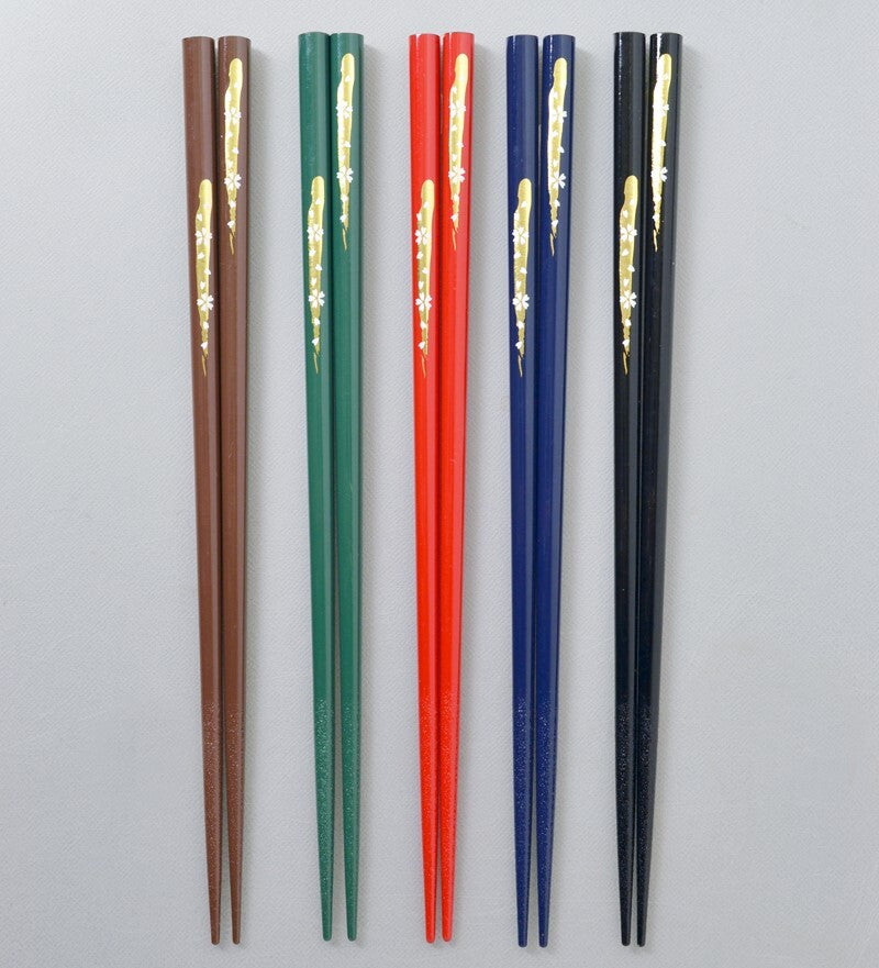 Wakasa Lacquerware Chopsticks — Elegant 5-Color Set | Dishwasher-Safe | Made in Japan
