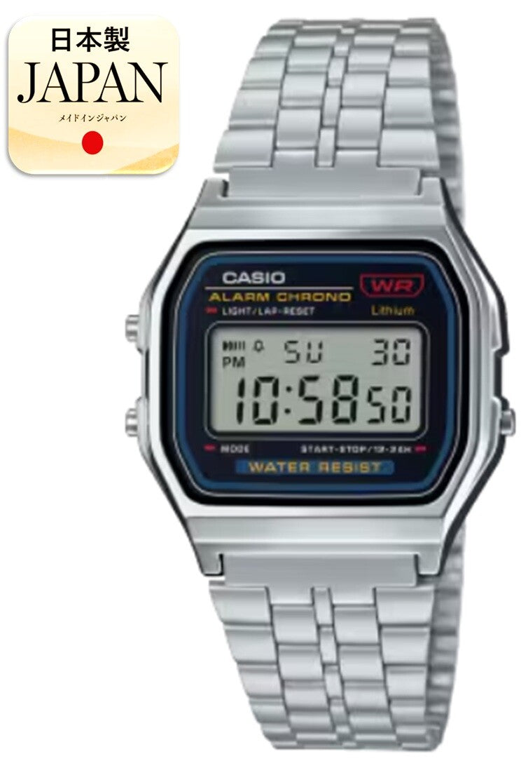 Casio A-159WA Analog Watch – Silver, Made in Japan