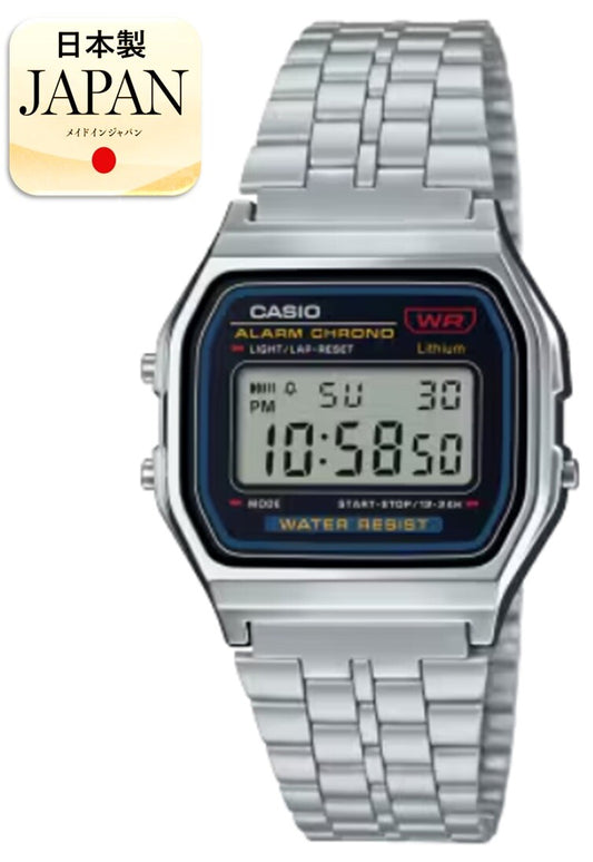 Casio A-159WA Analog Watch – Silver, Made in Japan