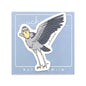 Sticker of a bird with open wings on a light blue background, featuring the brand 'uchiko'.