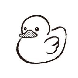 Rubber duck stamp with a wooden handle on a white background