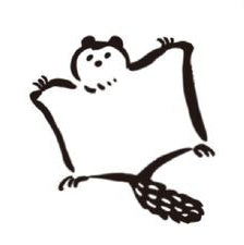 Rubber stamp with a cartoon flying squirrel character design on a white background