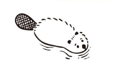 Wooden stamp with a beaver design and '#csi' text on a white background
