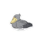 Sticker of a gray bird with a yellow beak on a white background, featuring the brand 'uchinoco'.