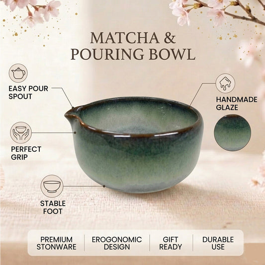 Handmade Mino Ware Matcha Bowl Set – Ash Copper