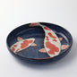 Mino Ware Pasta Bowl, Navy Blue Koi Fish
