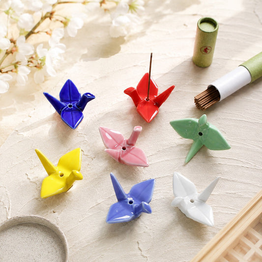 Origami Crane Ceramic Incense Holder