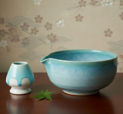 Arita Ware Kataguchi Matcha Bowl Set — 5-Piece, Aqua Jade