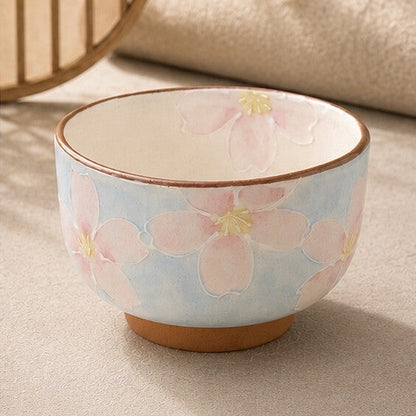 Momokasumi Cherry Blossom Matcha Bowl & Bamboo Whisk Set