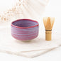 Mino Ware Matcha Bowl & Chasen Set — Wave Glaze, Lavender Pink