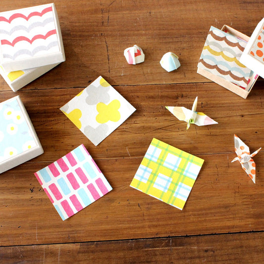 Mino Washi Origami Paper Box — 120 Small Sheets in 12 Patterns