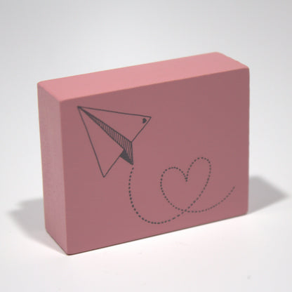 Paper Airplane Heart Rubber Stamp