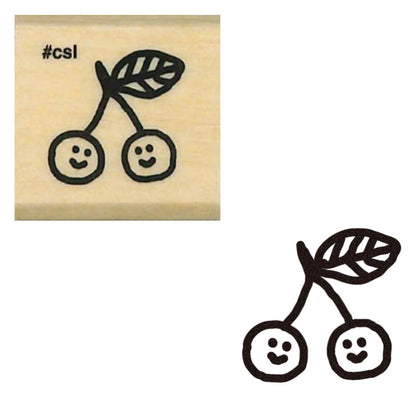 Smiling Cherries Mini Rubber Stamp