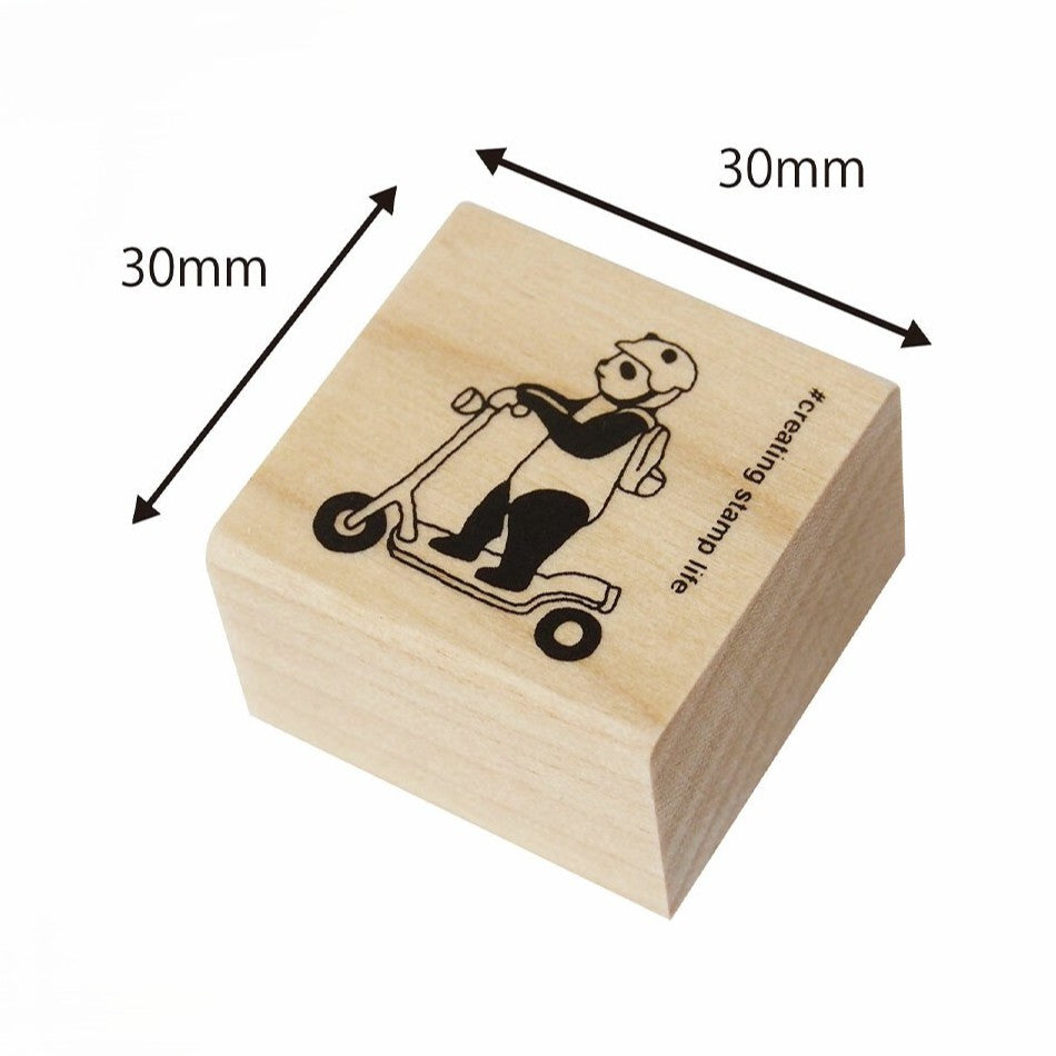 Kick Scooter Panda Rubber Stamp