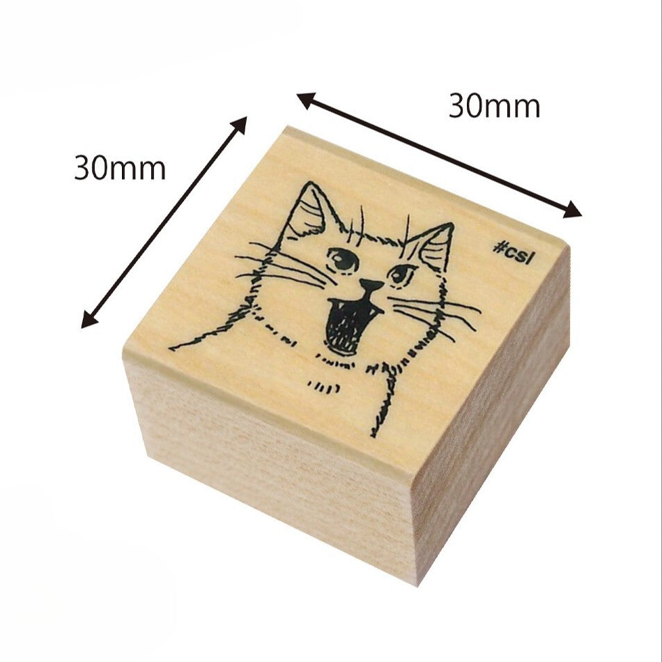 Yelling Cat Face Rubber Stamp