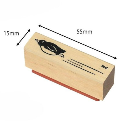 Speeding Penguin Rubber Stamp