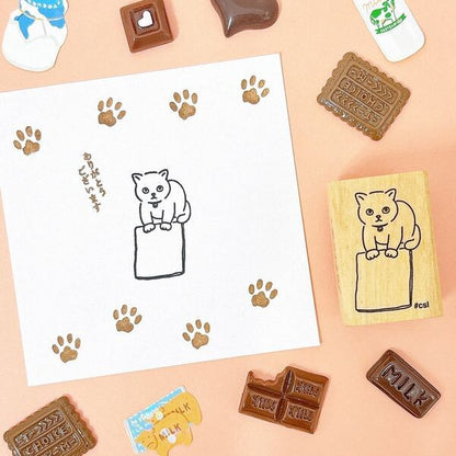 Cat Holding a Note Rubber Stamp