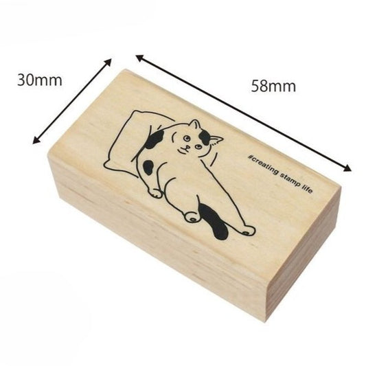 Lounging Cat on a Cushion Rubber Stamp