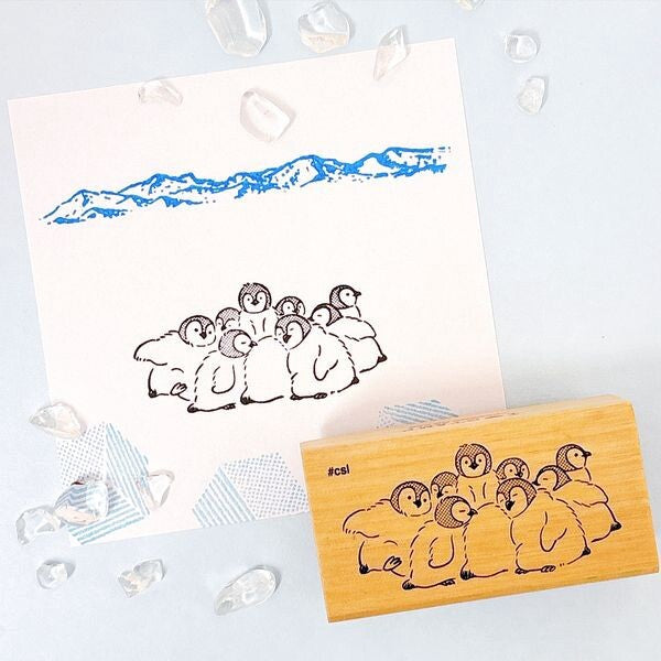 Huddling Penguin Chicks Rubber Stamp