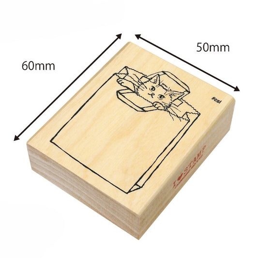 Kodomo no Kao Paper Bag Cat Rubber Stamp