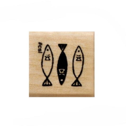 Three Fish Mini Rubber Stamp
