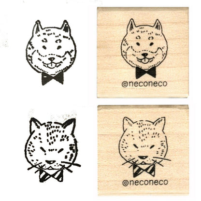Bow Tie Dog and Cat Rubber Stamp