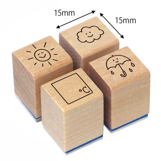 Weather Mini Rubber Stamp Set of 4