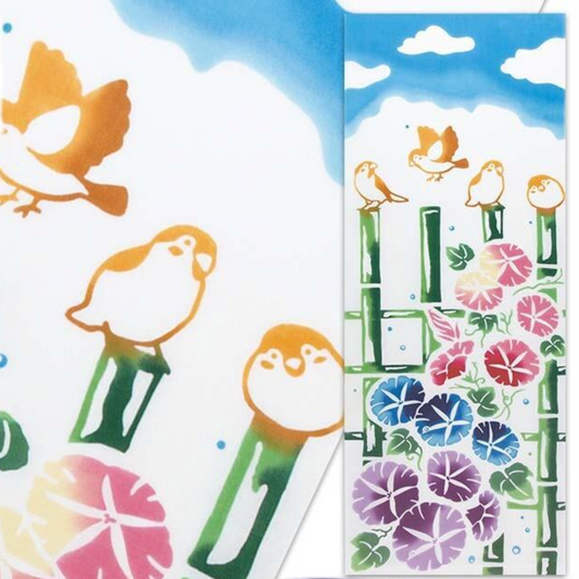 Tenugui Towel Morning Glory Tenugui Made in Japan — Morning glory and sparrow /3 items