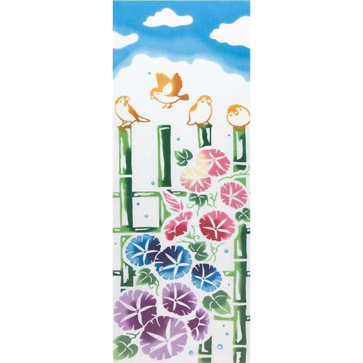 Tenugui Towel Morning Glory Tenugui Made in Japan — Morning glory and sparrow /3 items